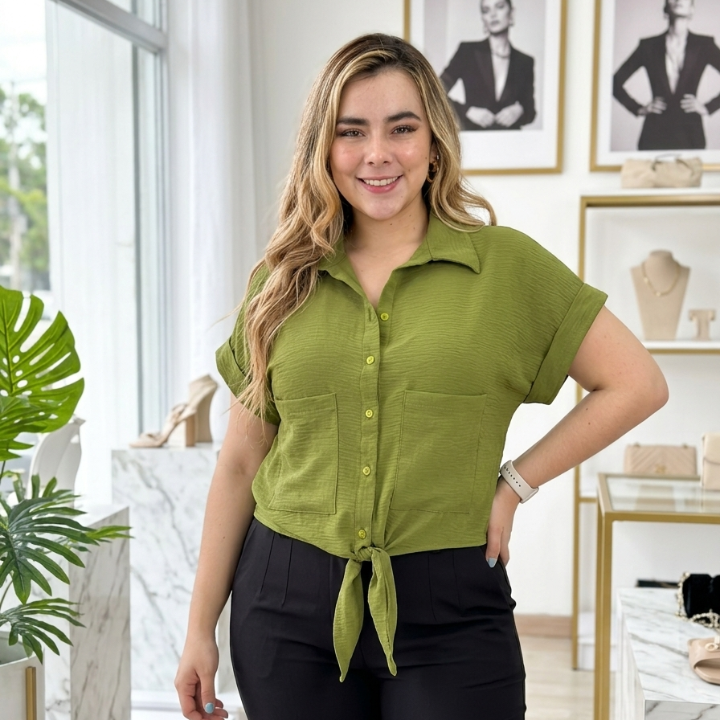 CAMISA AMARRE VERDE MANGO