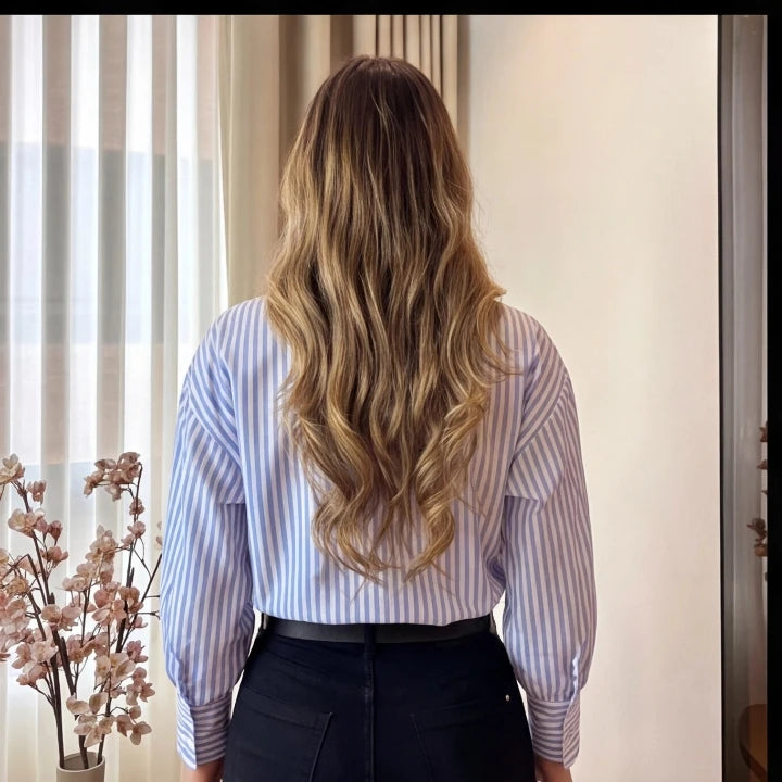 Blusa Rayas Lila Amarre