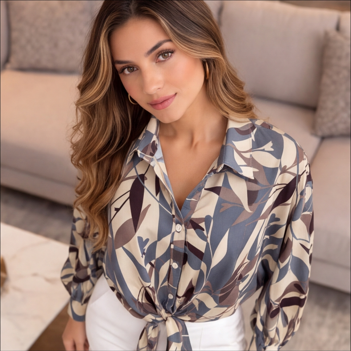 Camisa Estampada Gris
