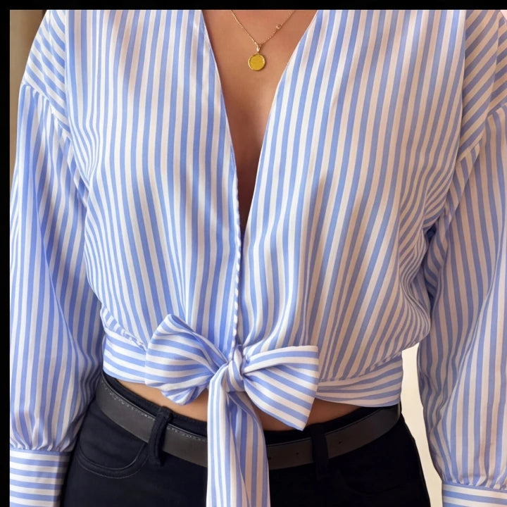 Blusa Rayas Lila Amarre