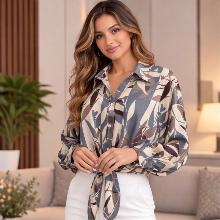 Camisa Estampada Gris