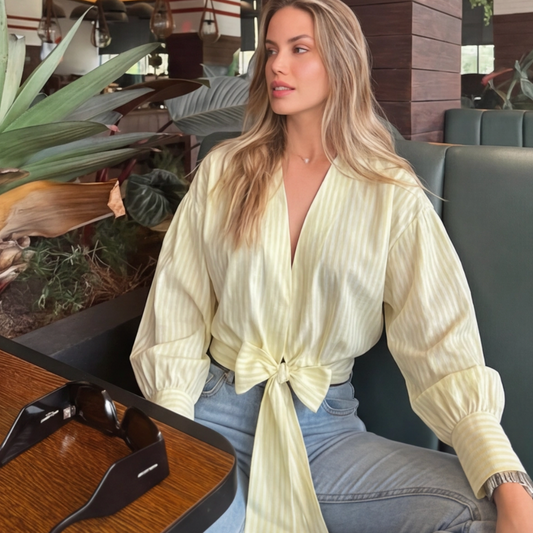 Blusa Rayas Amarilla Amarre