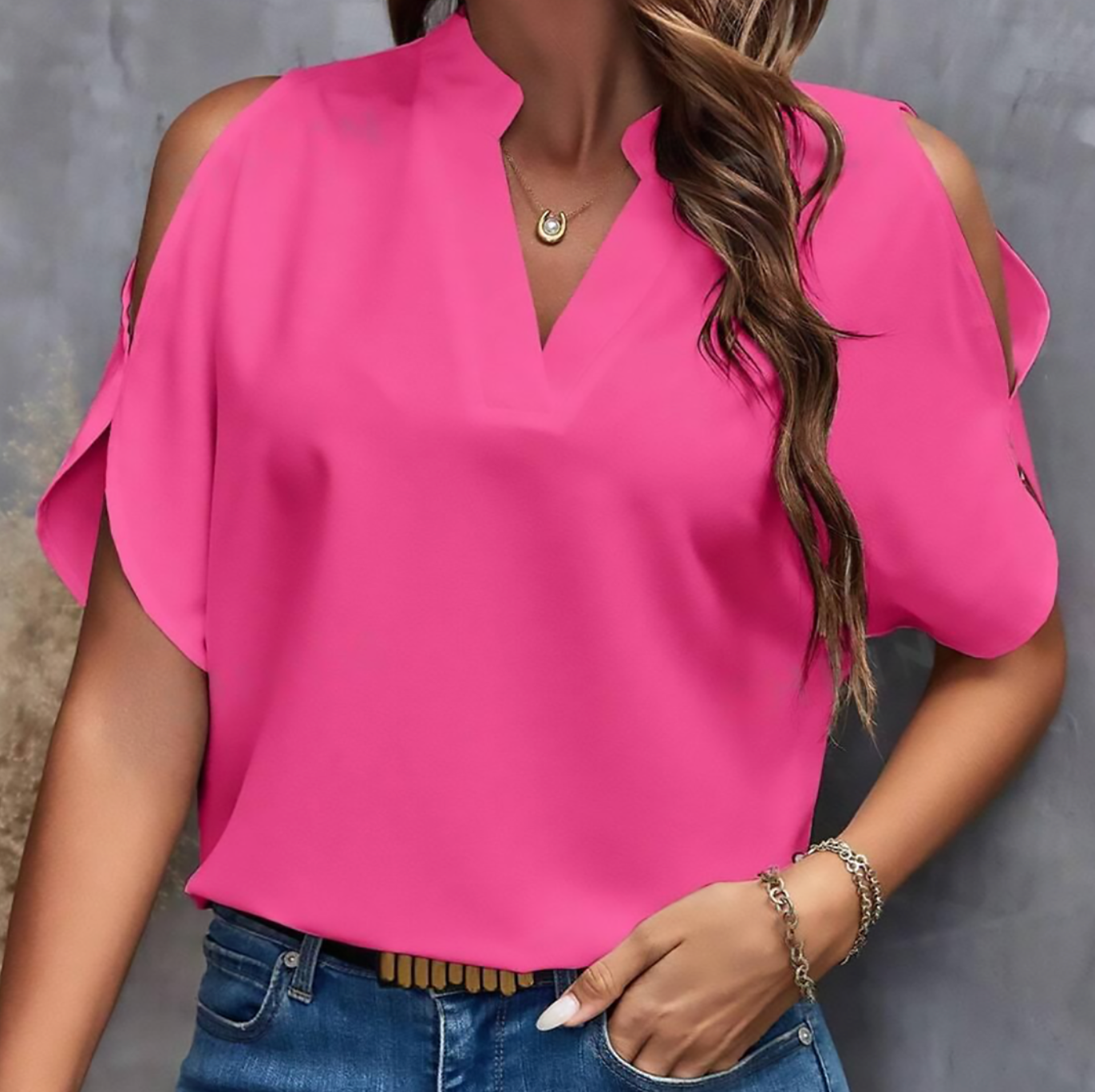 Camisa Hombros Fucsia