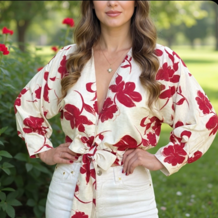 Blusa Flor Roja Amarre