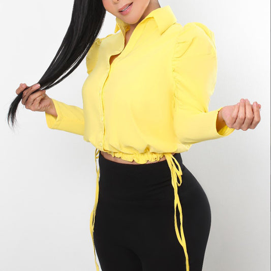 Blusa Cordones Amarilla