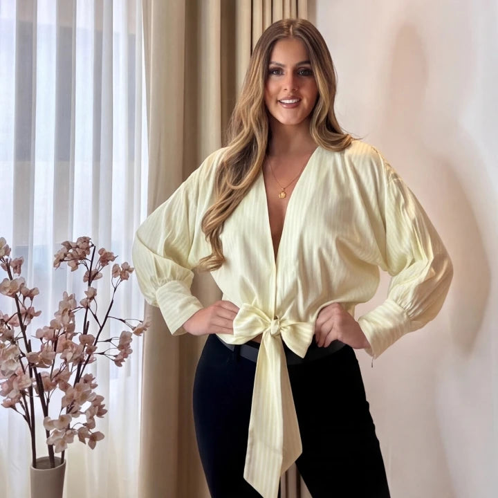 Blusa Rayas Amarilla Amarre