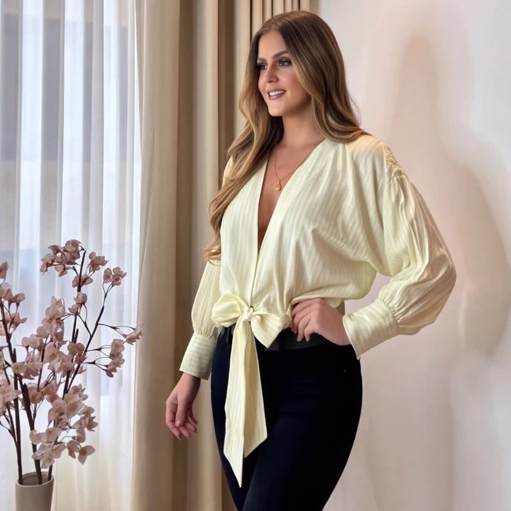Blusa Rayas Amarilla Amarre