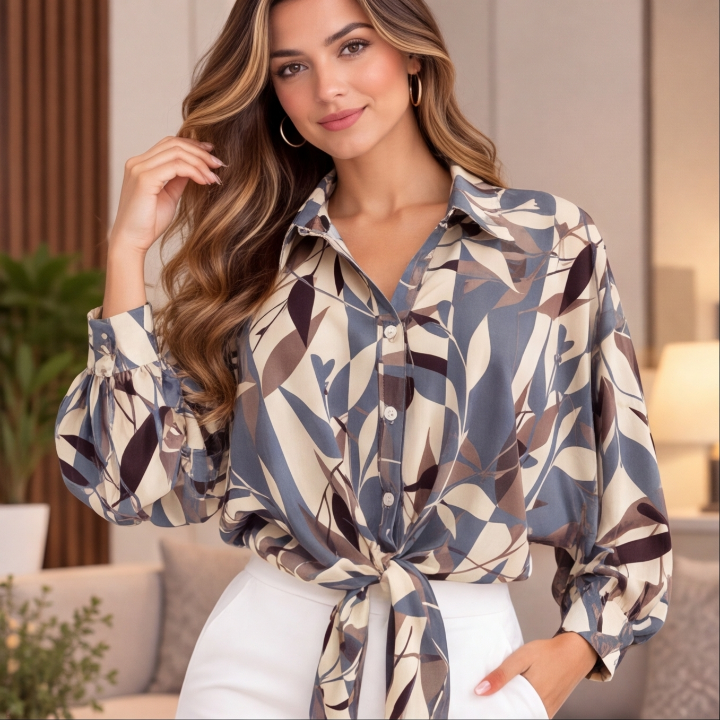 Camisa Estampada Gris