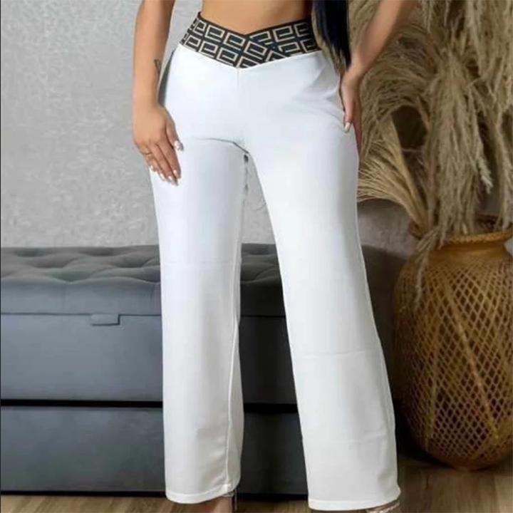 Pantalón Pretina Cuadros Blanco